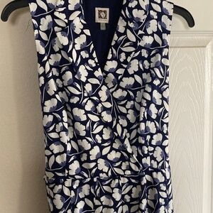 Anne Klein Blue Flower Print Lined Dress